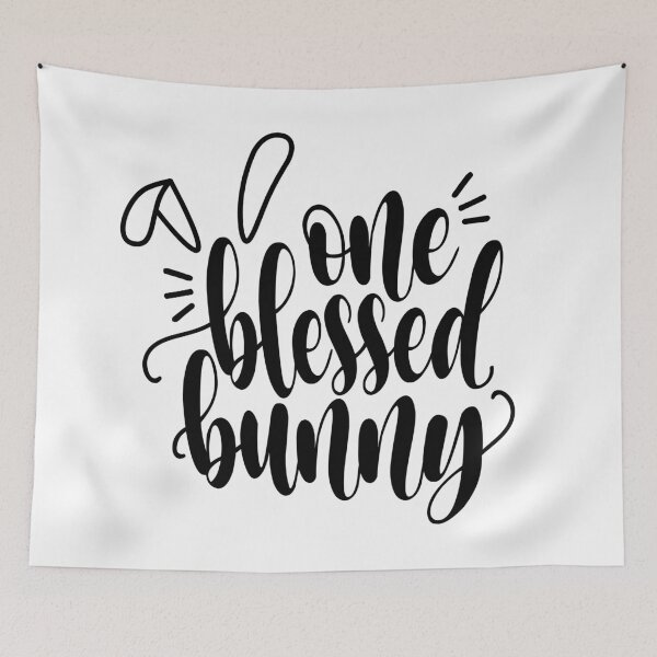 Item preview, Whimsical Inspiring One Blessed Bunny Easter Calligraphy designed and sold by Hommie9977.