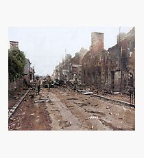 Soldiers of the 1st U.S. inf. Div. patrolling the road to Mortain - August 3, 1944. Photographic Print