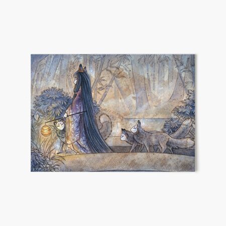 Silent Crossing - TeaKitsune Fox Yokai Art Board Print