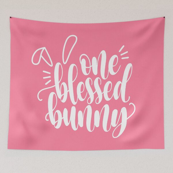 Item preview, Whimsical Inspiring One Blessed Bunny Easter Calligraphy designed and sold by Hommie9977.