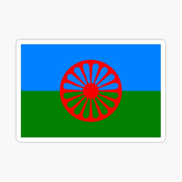 Pegatina Redonda Bandera gitana oficial romaní