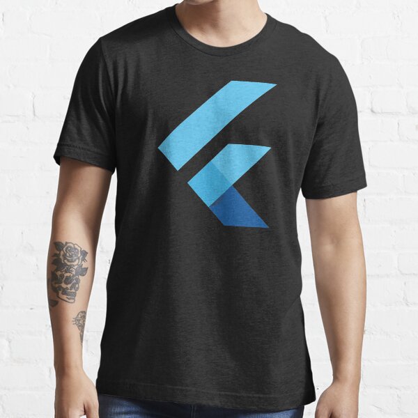 Flutter Logo for Flutter/Dart Software Developer (Black) Essential T-Shirt