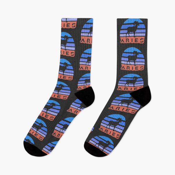 Item preview, Aries Retro sun zodiac blue and orange designed and sold by CecyLL.