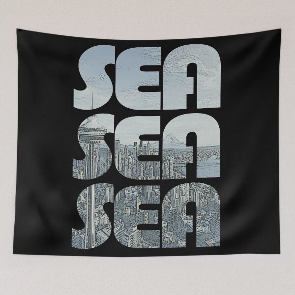 Item preview, Seattle, Washington SEA Cityscape Repeating Pattern designed and sold by CrabbyLobster.