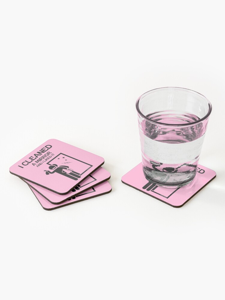 Thumbnail 2 of 5, Coasters (Set of 4), I Cleaned A Mirror And I Liked It Spray Bottle Housekeeping Humor designed and sold by SavvyCleaner.