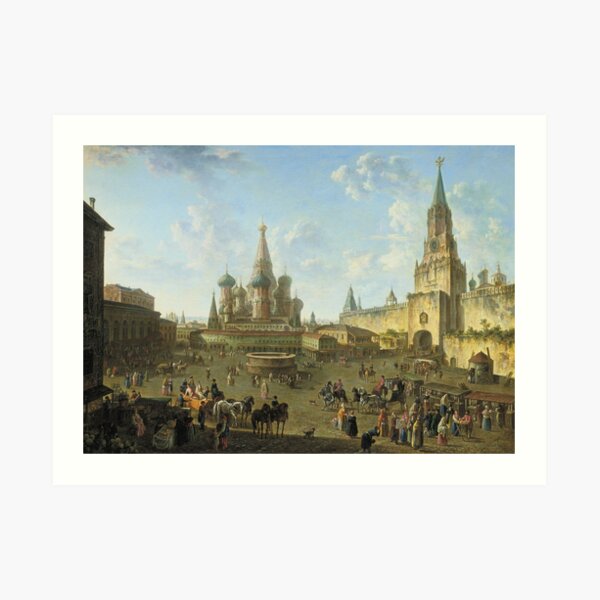Russia History: Федор Алексеев «Красная площадь в Москве», 1801 год Art Print