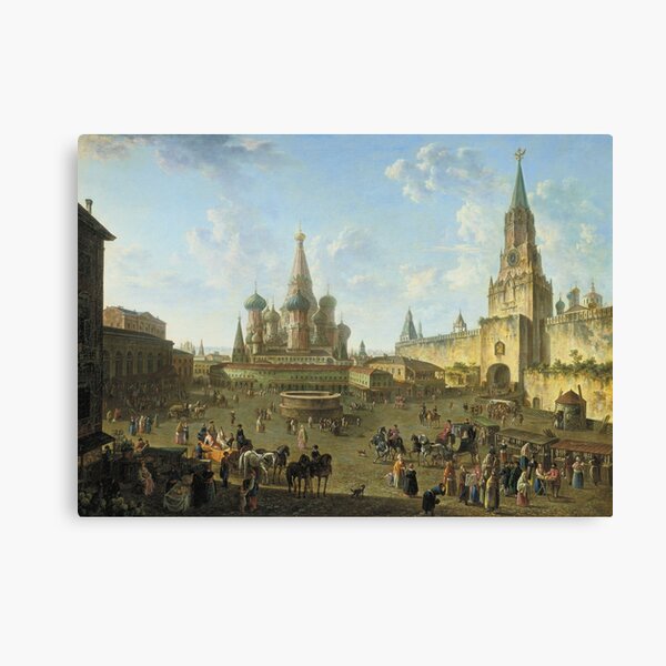 Russia History: Федор Алексеев «Красная площадь в Москве», 1801 год Canvas Print