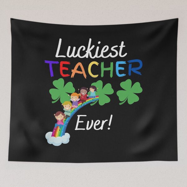 Item preview, Luckiest Teacher Ever! Children Riding a Rainbow St. Patrick's Day designed and sold by Marathon-Runner.