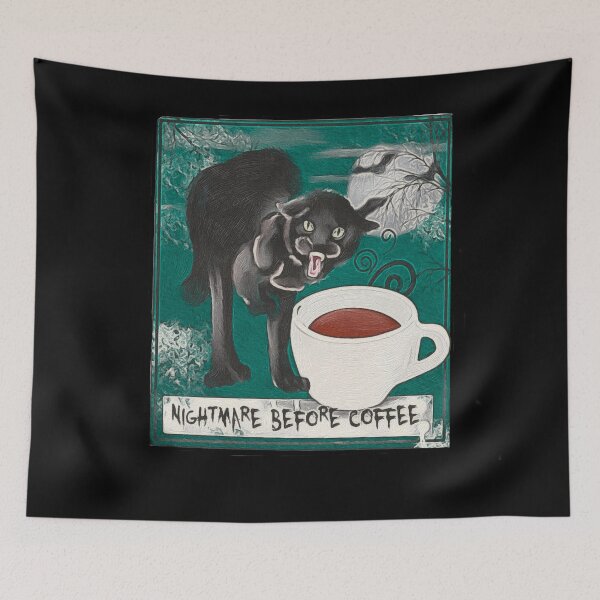 Item preview, Nightmare before coffee cat. designed and sold by faztheartnoob.
