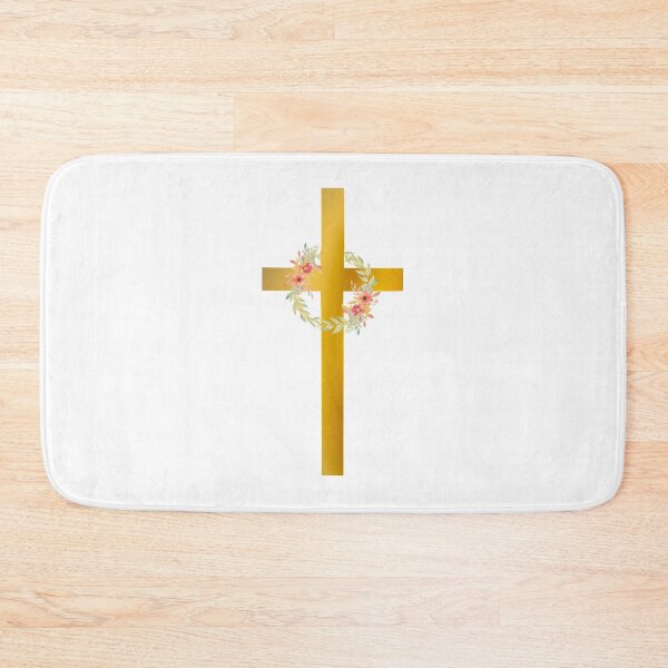 Item preview, Minimalist Gold Cross with Floral Wreath, Golden Cross designed and sold by Cute Designs Shop.