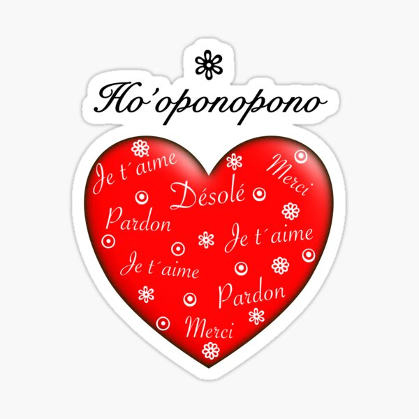 Ho´oponopono Corazón Rojo Francés #001-Fr Pegatina