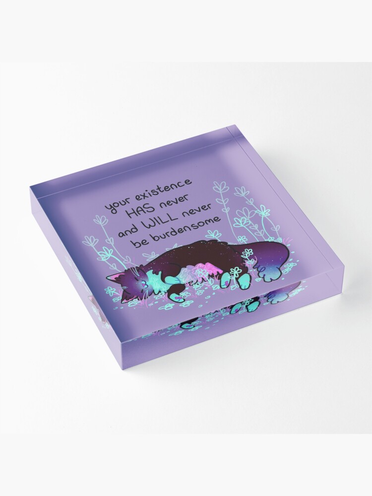 Alternate view of "Your Existence" Neon Sleepy Kitty Acrylic Block