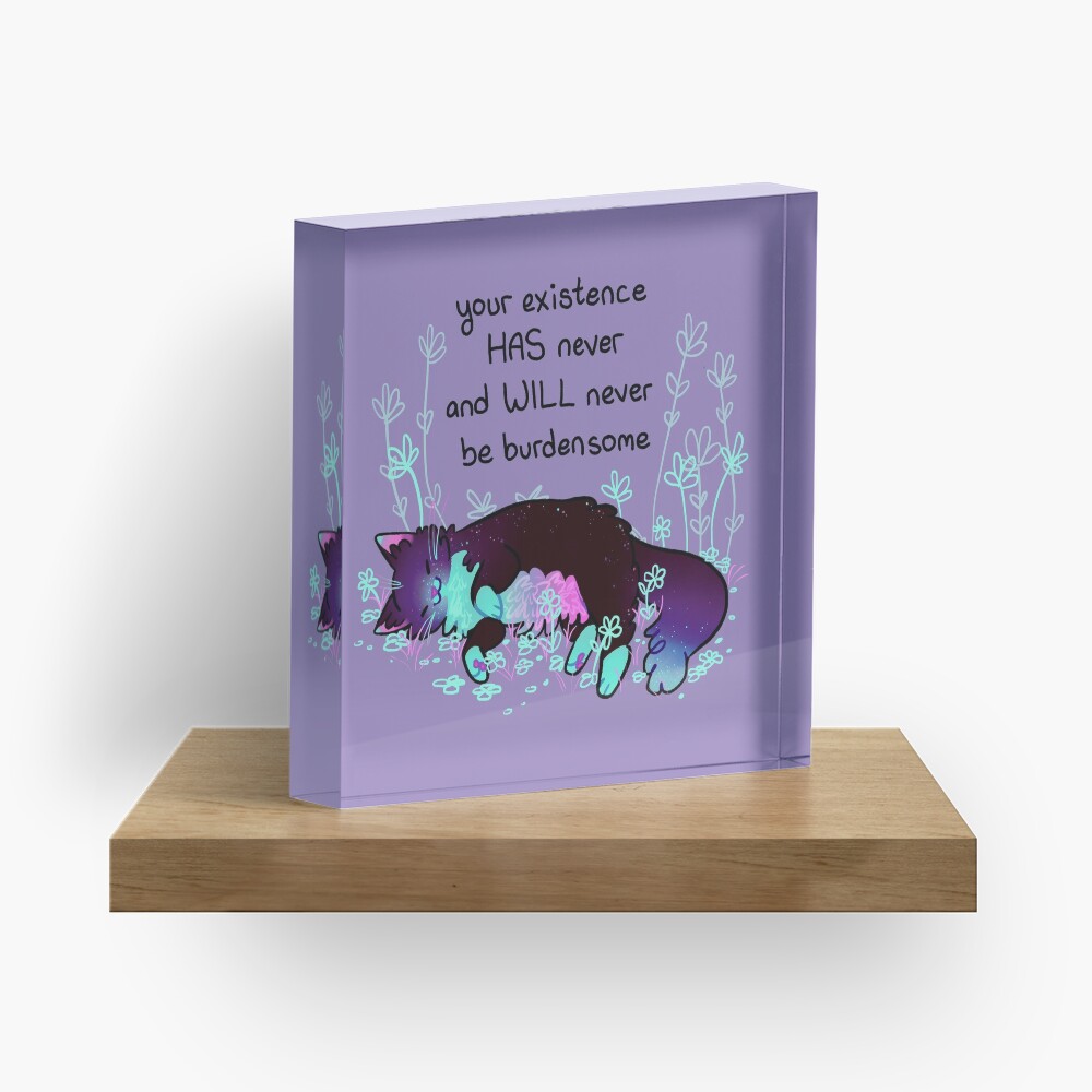 "Your Existence" Neon Sleepy Kitty Acrylic Block