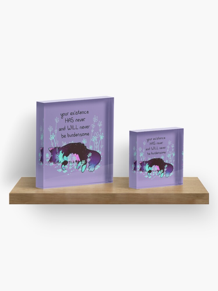 Alternate view of "Your Existence" Neon Sleepy Kitty Acrylic Block
