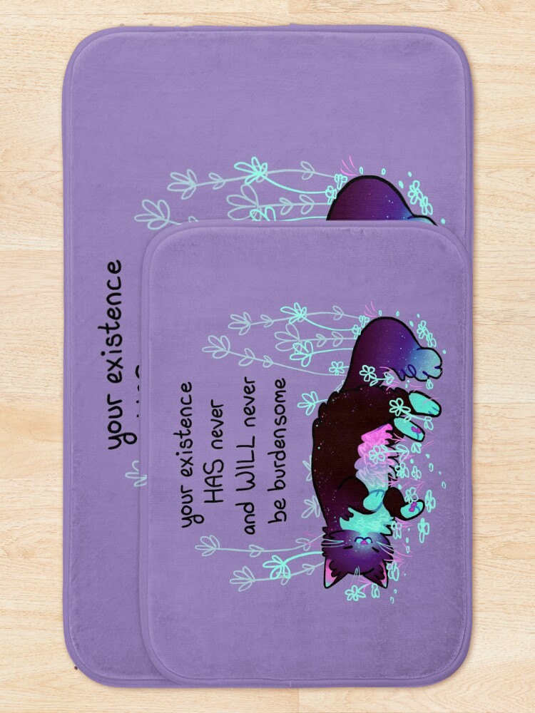 Alternate view of "Your Existence" Neon Sleepy Kitty Bath Mat