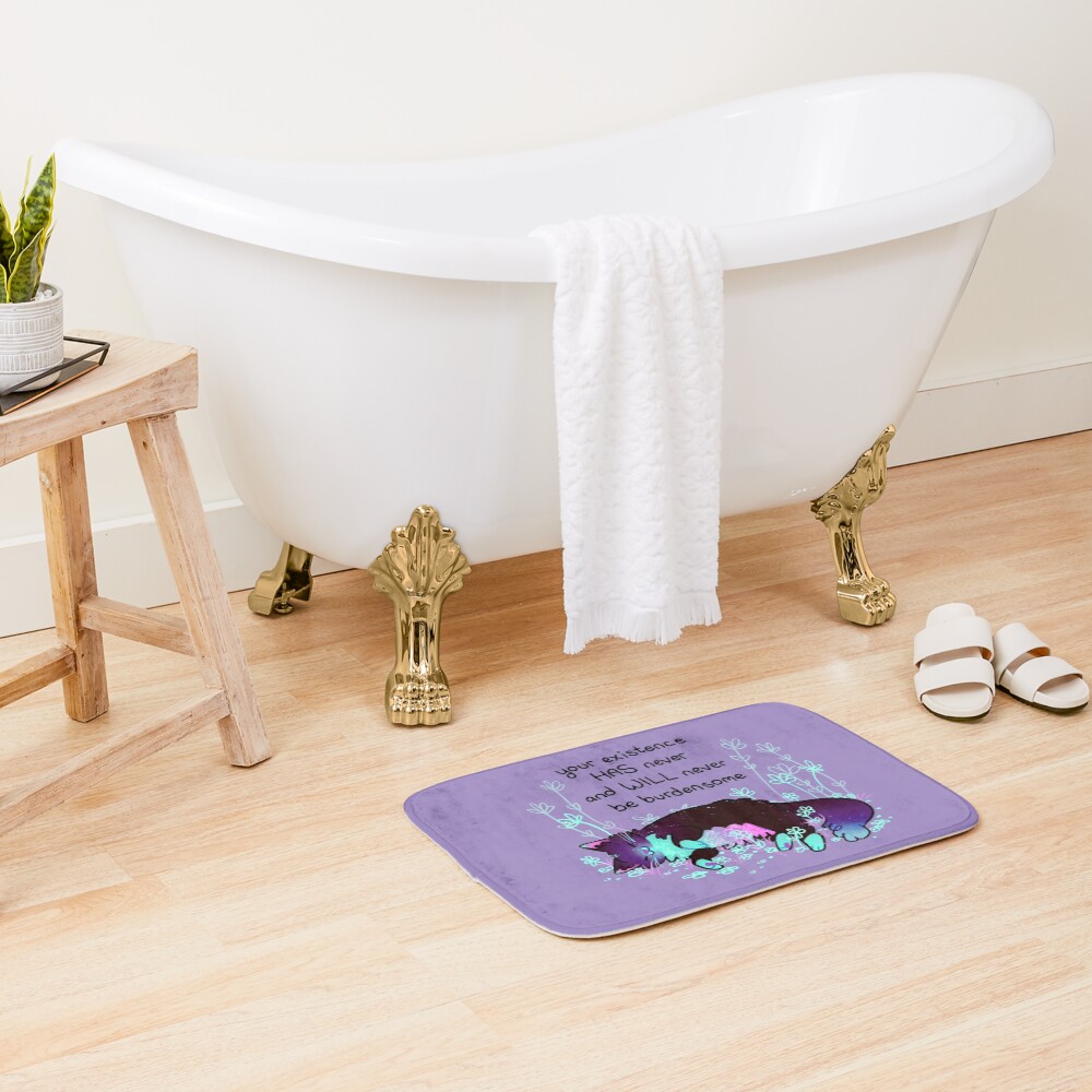 "Your Existence" Neon Sleepy Kitty Bath Mat