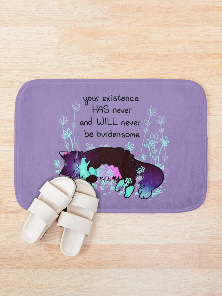 Alternate view of "Your Existence" Neon Sleepy Kitty Bath Mat