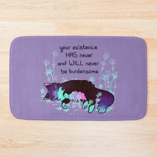 "Your Existence" Neon Sleepy Kitty Bath Mat