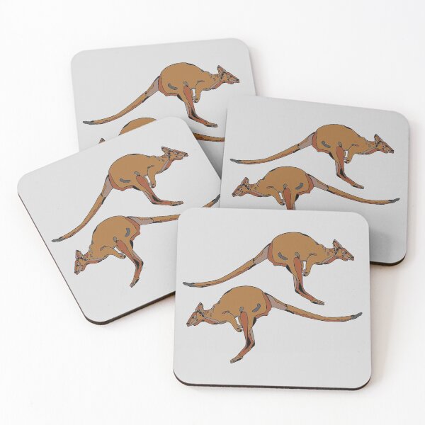 Item preview, minimalistic jumping brown australian kangaroo illustration  designed and sold by The Red Shop.
