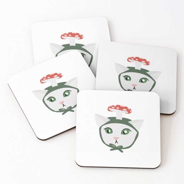 Item preview, White Cat with Mushroom Hat designed and sold by muffinstandd.