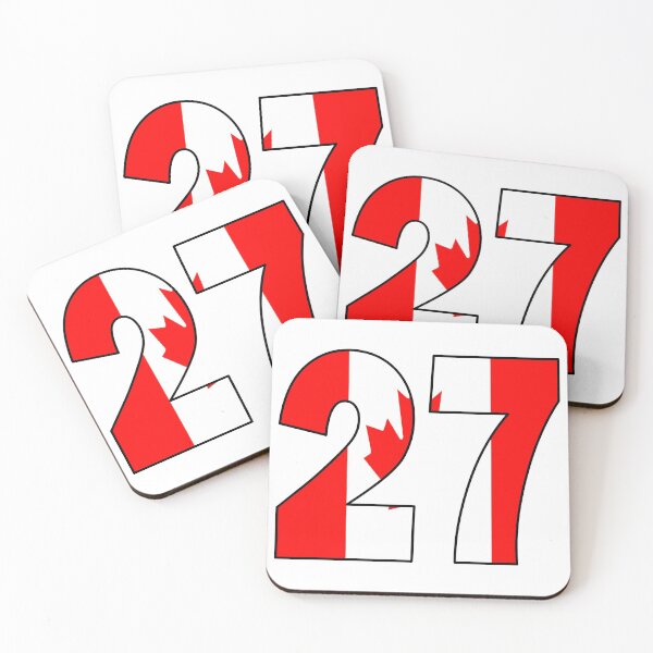 Item preview, Number 27 with Canadian flag on the background designed and sold by AllShirts21.