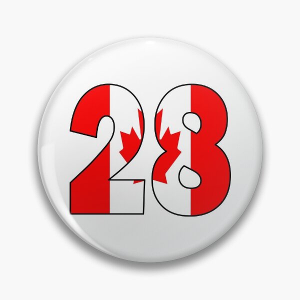 Item preview, Number 28 with Canadian flag on the background designed and sold by AllShirts21.