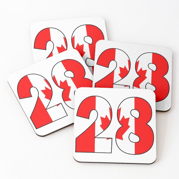 Item preview, Number 28 with Canadian flag on the background designed and sold by AllShirts21.