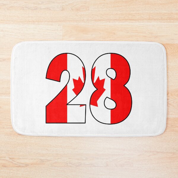Item preview, Number 28 with Canadian flag on the background designed and sold by AllShirts21.