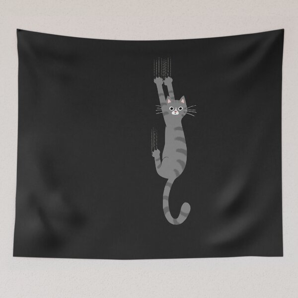Item preview, Grey Tabby Cat Hanging On | Funny Gray Striped Cat Holding On with Claws designed and sold by Jenn Inashvili.