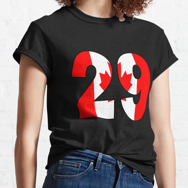 Número 29 con bandera canadiense en el fondo Camiseta clásica