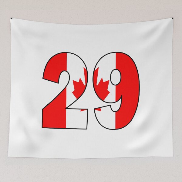 Item preview, Number 29 with Canadian flag on the background designed and sold by AllShirts21.