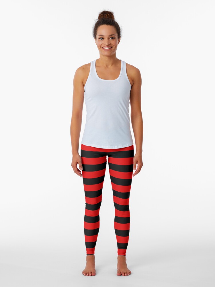 Red and Black Stripes Medium Horizontal Stripes Leggings for Sale by SimplyStripes Redbubble