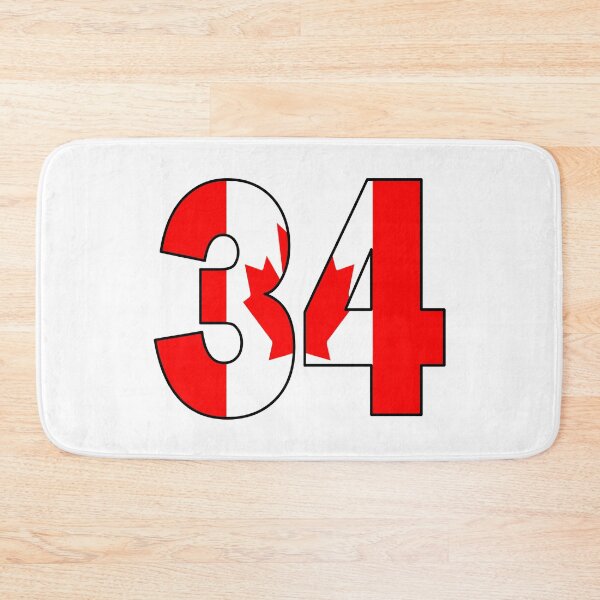 Item preview, Number 34 with Canadian flag on the background designed and sold by AllShirts21.