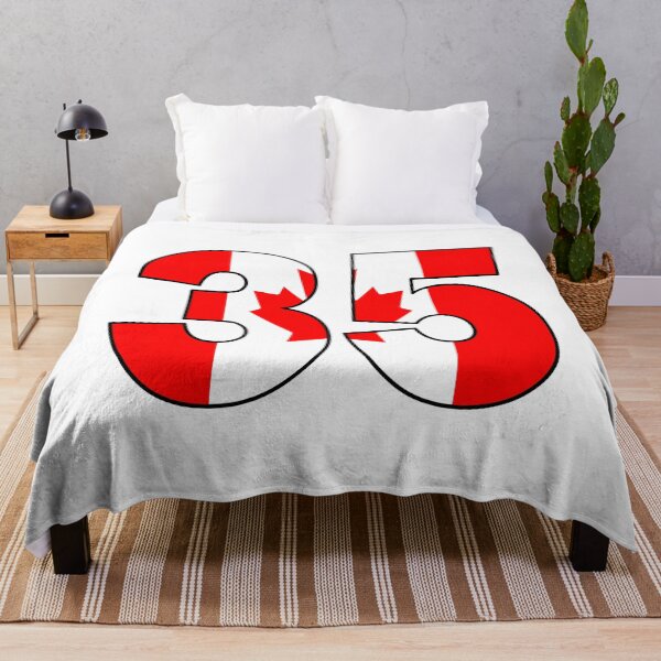 Item preview, Number 35 with Canadian flag on the background designed and sold by AllShirts21.