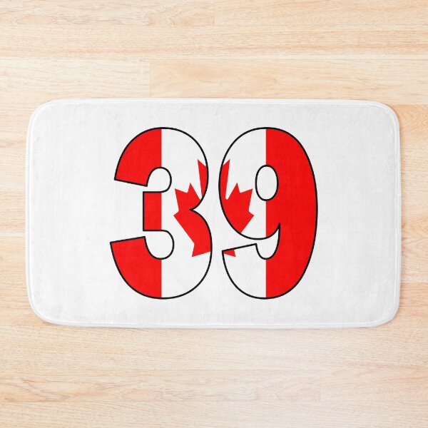 Item preview, Number 39 with Canadian flag on the background designed and sold by AllShirts21.