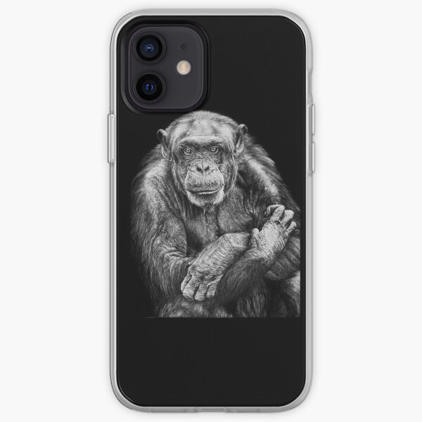 Chimpanzee Black and White Artwork iPhone Soft Case