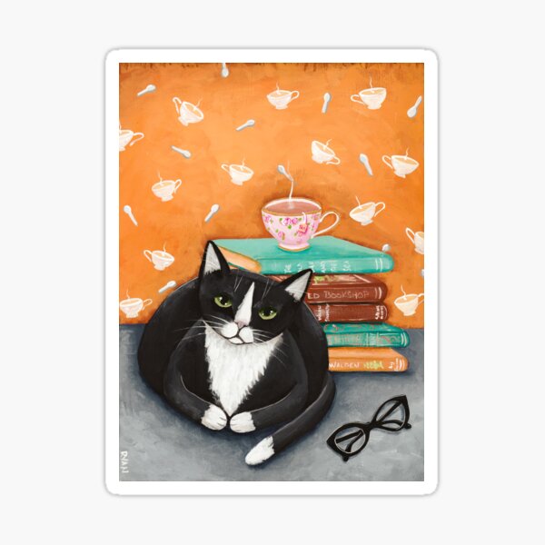 Item preview, Tea, Books, and Cats designed and sold by KilkennyCat Art.