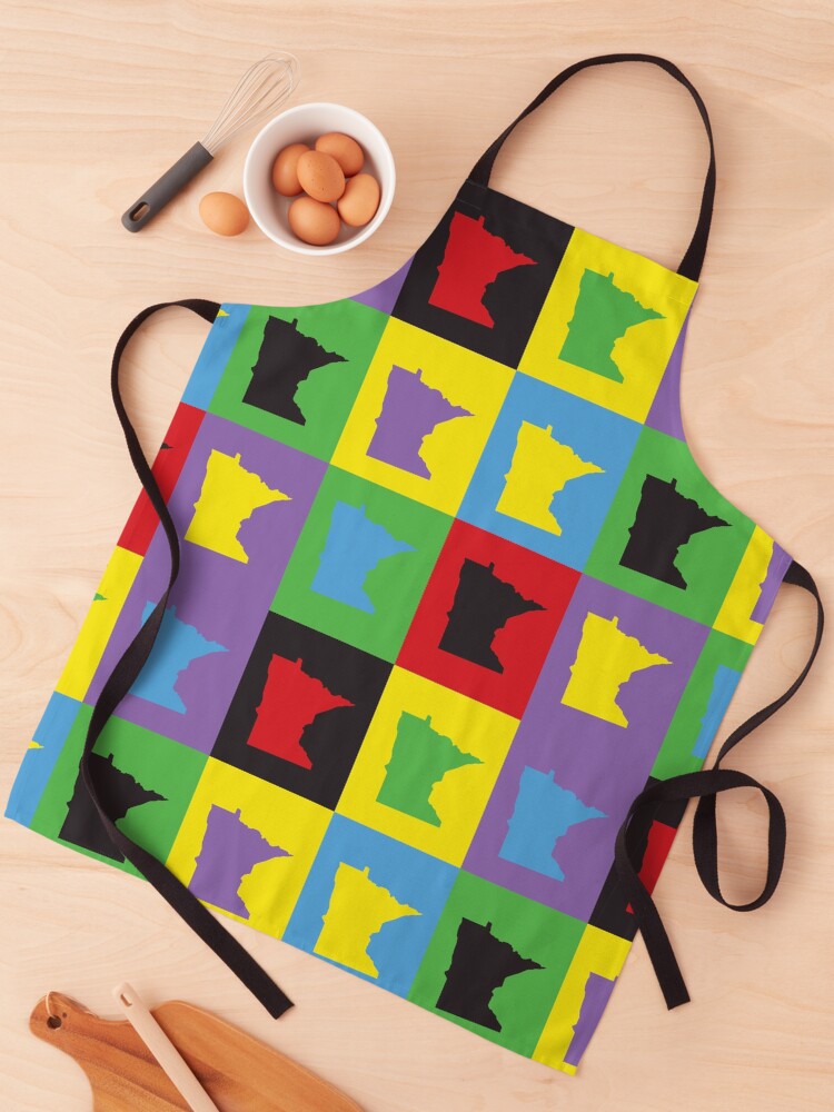 Thumbnail 1 of 6, Apron, Minnesota Pop Art Colorful Pattern designed and sold by ValeriesGallery.