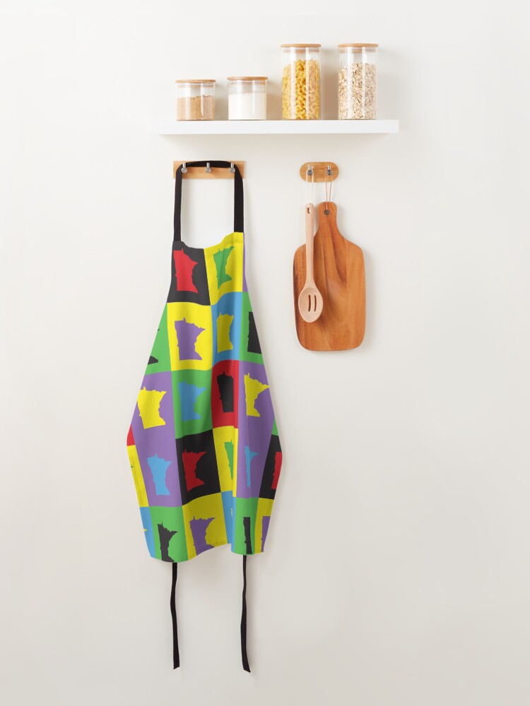Thumbnail 4 of 6, Apron, Minnesota Pop Art Colorful Pattern designed and sold by ValeriesGallery.