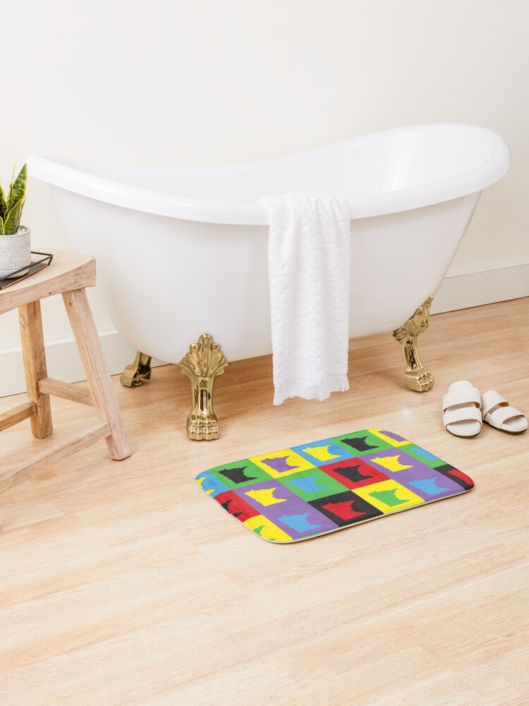 Thumbnail 2 of 6, Bath Mat, Minnesota Pop Art Colorful Pattern designed and sold by ValeriesGallery.