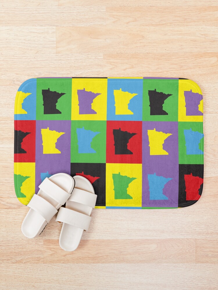 Thumbnail 1 of 6, Bath Mat, Minnesota Pop Art Colorful Pattern designed and sold by ValeriesGallery.