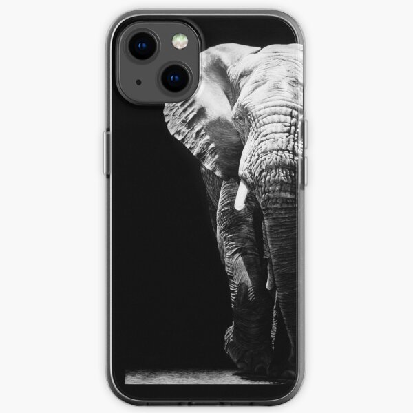 African Elephant Black and White Artwork iPhone Soft Case