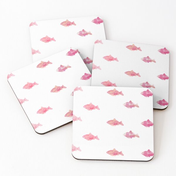 Item preview, Pink watercolor goldfish pattern swimming in the same direction designed and sold by soupstock.