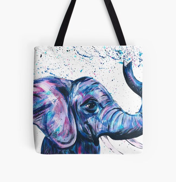 Shopping Bag Watercolor Painting Elephant Wildlife Tote Bag