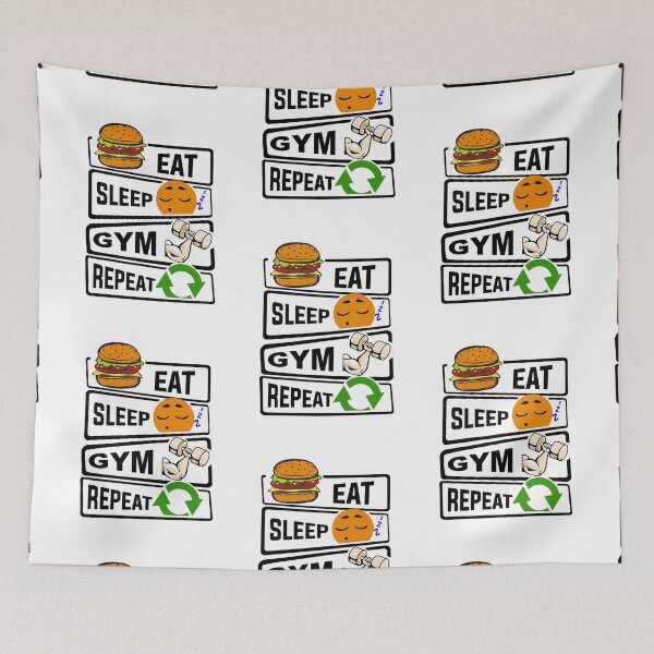 Item preview, Funny Eat Sleep Gym Repeat illustration for Bodybuilding  designed and sold by KO-Design.