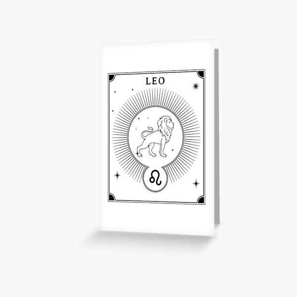 "Leo Tarot Card The Lion Zodiac Sign" Greeting Card for Sale by