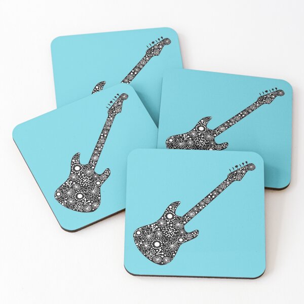 Item preview, black floral electric guitar designed and sold by orchidgd.