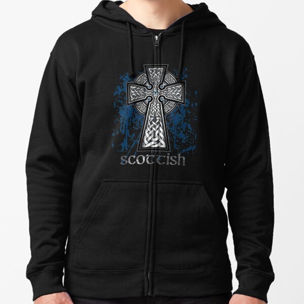 Scottish Celtic Cross Zipped Hoodie