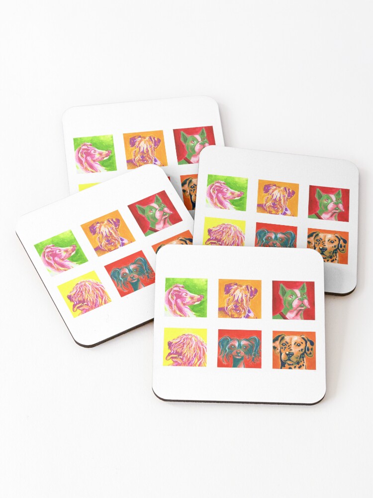 Thumbnail 1 of 5, Coasters (Set of 4), Complementary Dogs designed and sold by SketchWithBex.