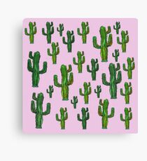 Pink Cactus Print Canvas Print